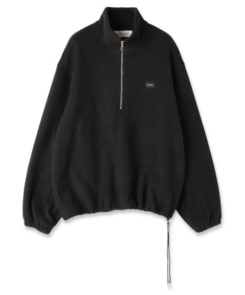Half Zip High Neck Embroidery Patch Fleece Drawstring Pullover