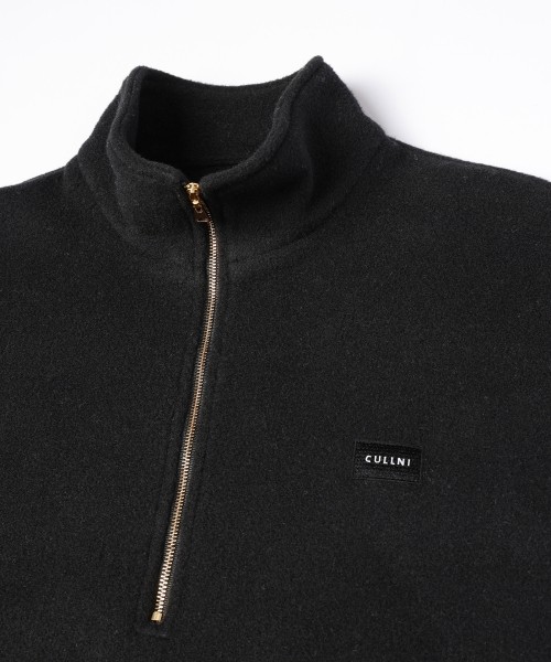 Half Zip High Neck Embroidery Patch Fleece Drawstring Pullover