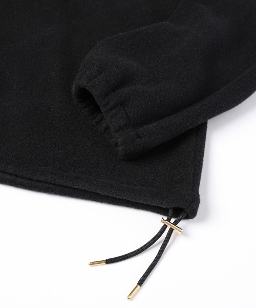 Half Zip High Neck Embroidery Patch Fleece Drawstring Pullover
