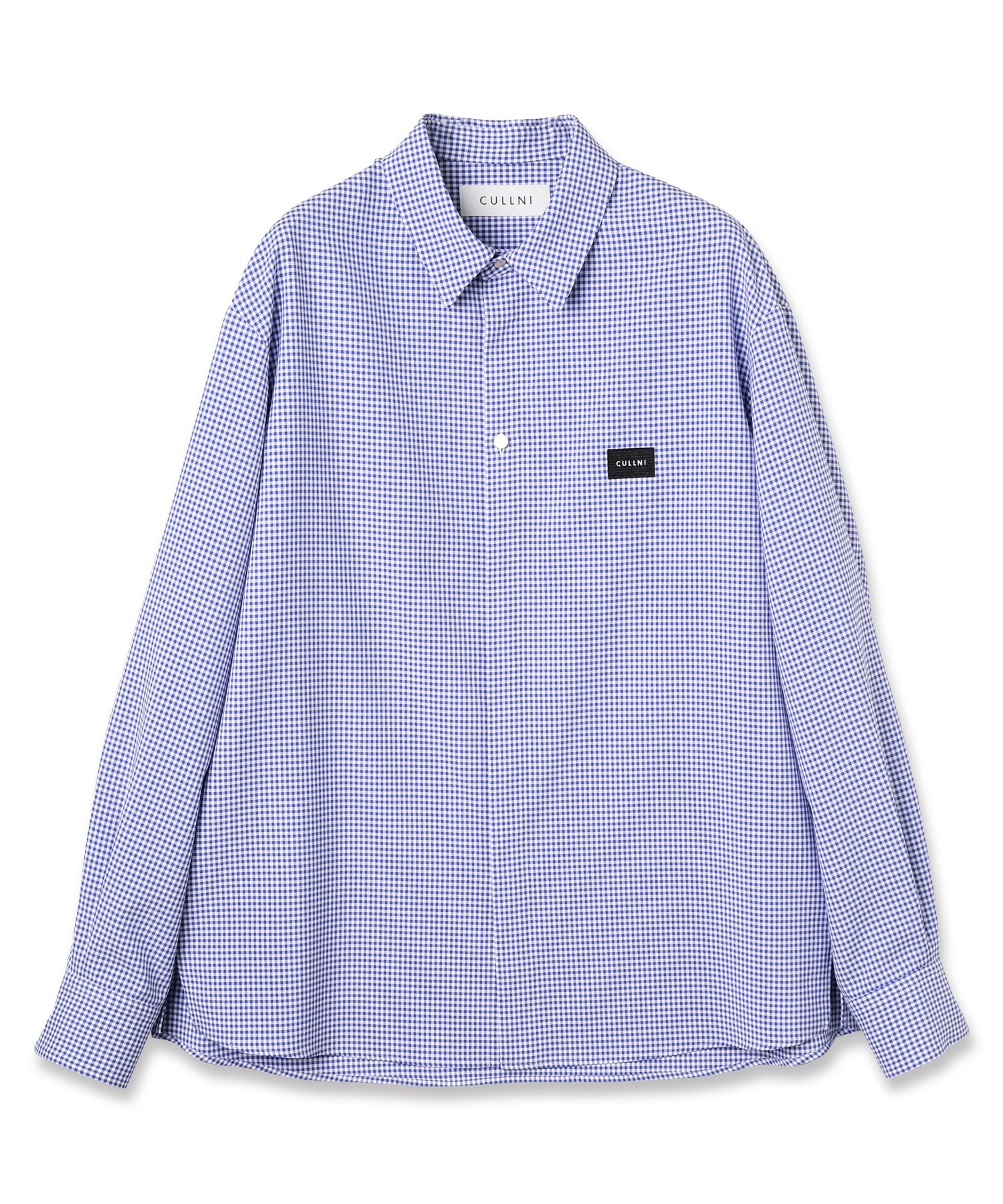Gingham Check Front Fly Embroidery Patch Shirt