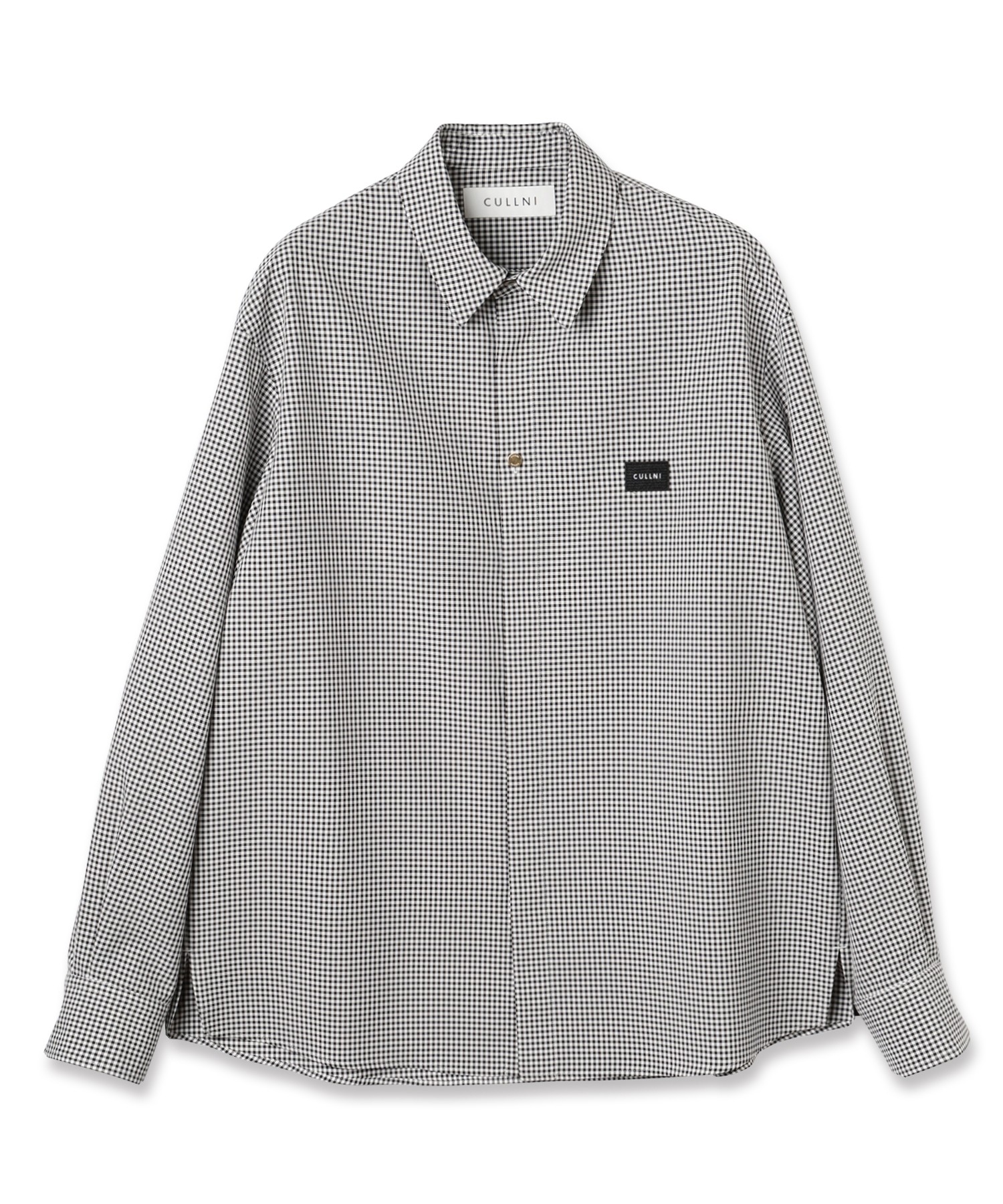 Gingham Check Front Fly Embroidery Patch Shirt