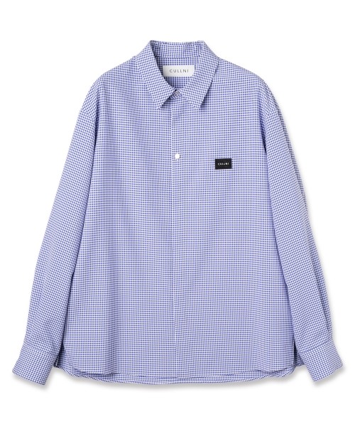 Gingham Check Front Fly Embroidery Patch Shirt