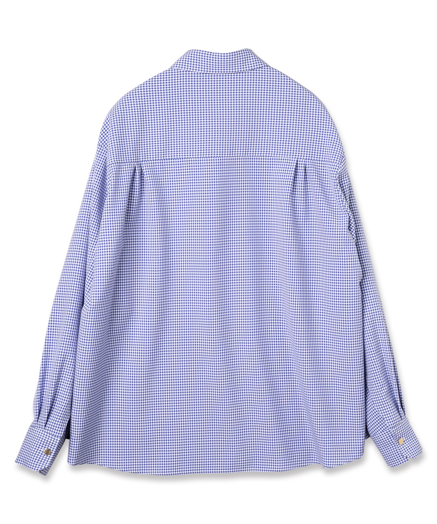 Gingham Check Front Fly Embroidery Patch Shirt