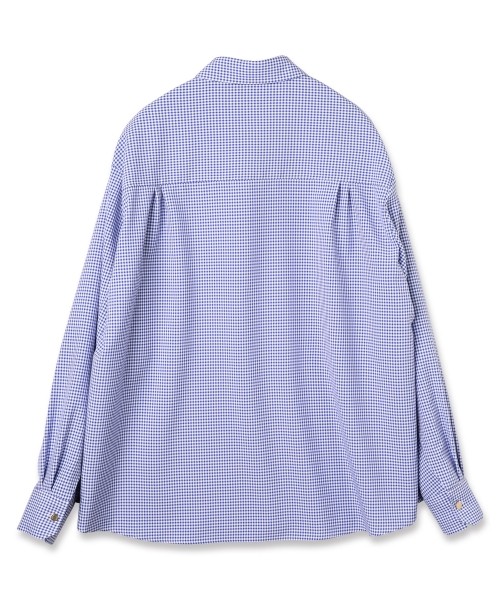 Gingham Check Front Fly Embroidery Patch Shirt