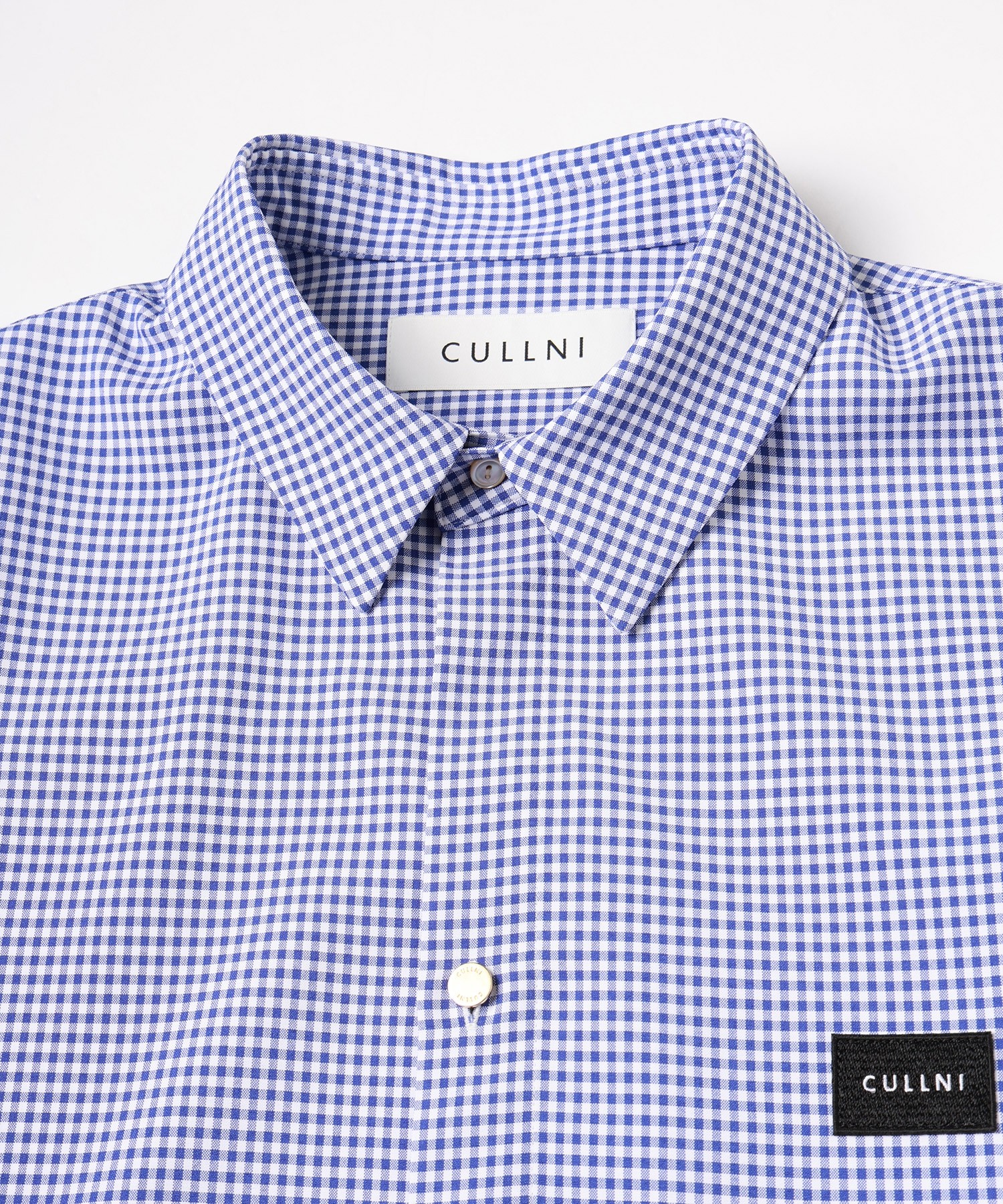 Gingham Check Front Fly Embroidery Patch Shirt
