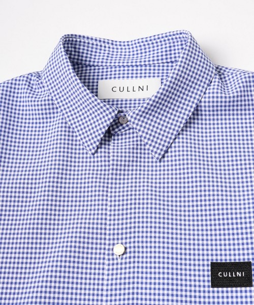 Gingham Check Front Fly Embroidery Patch Shirt