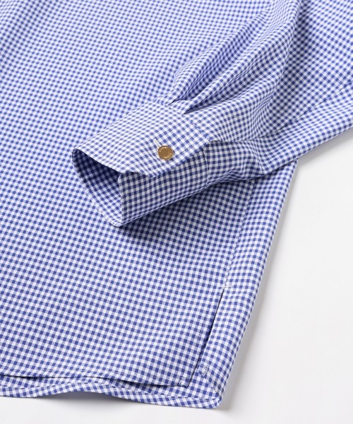 Gingham Check Front Fly Embroidery Patch Shirt