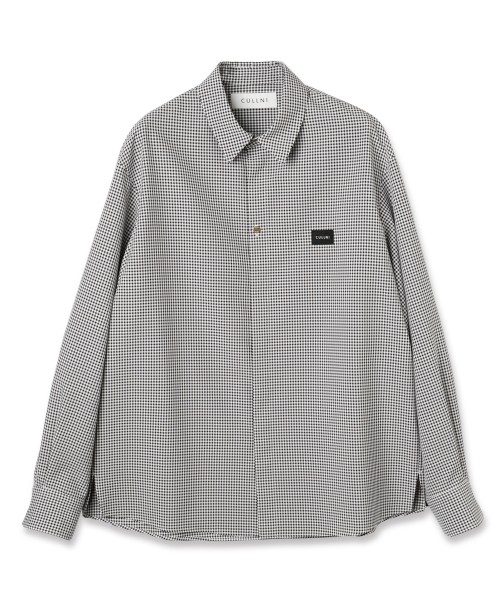 Gingham Check Front Fly Embroidery Patch Shirt