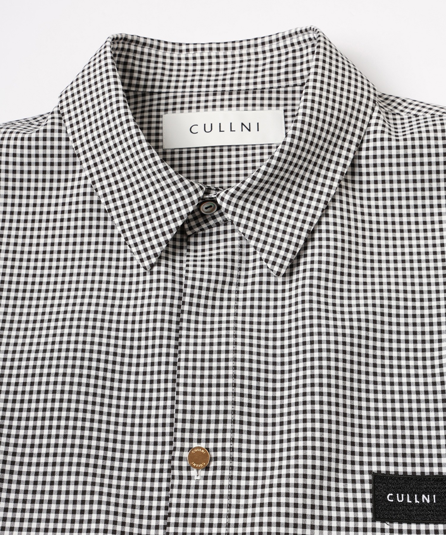 Gingham Check Front Fly Embroidery Patch Shirt