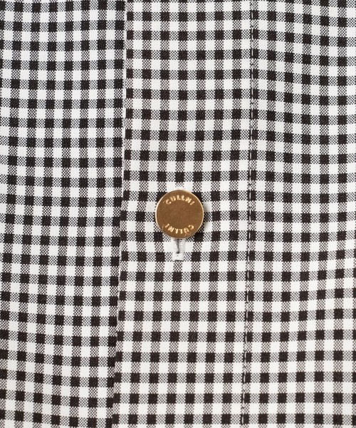 Gingham Check Front Fly Embroidery Patch Shirt