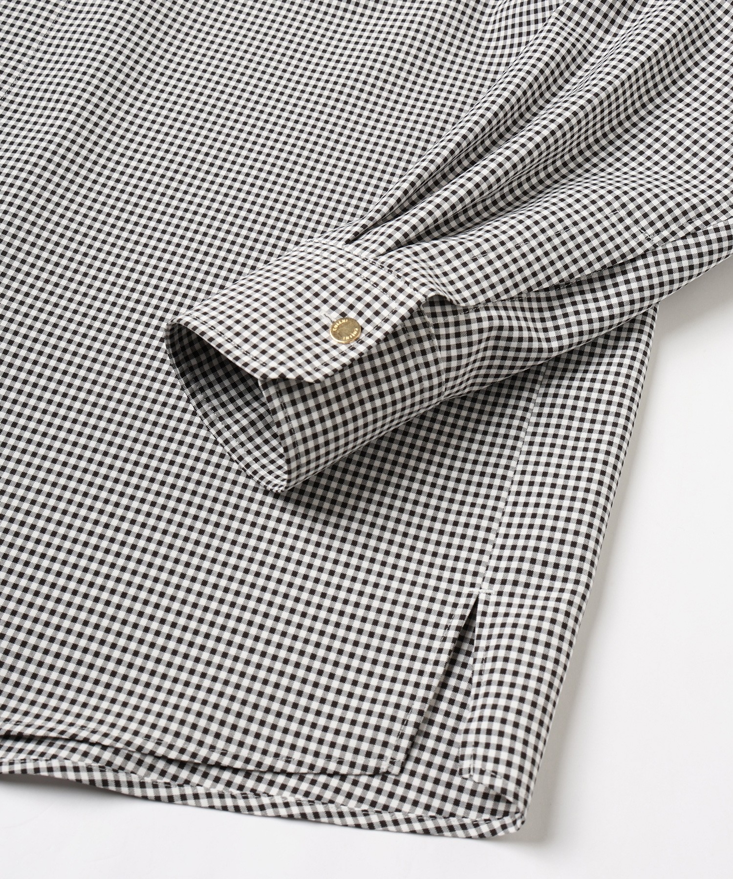 Gingham Check Front Fly Embroidery Patch Shirt