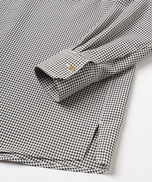 Gingham Check Front Fly Embroidery Patch Shirt