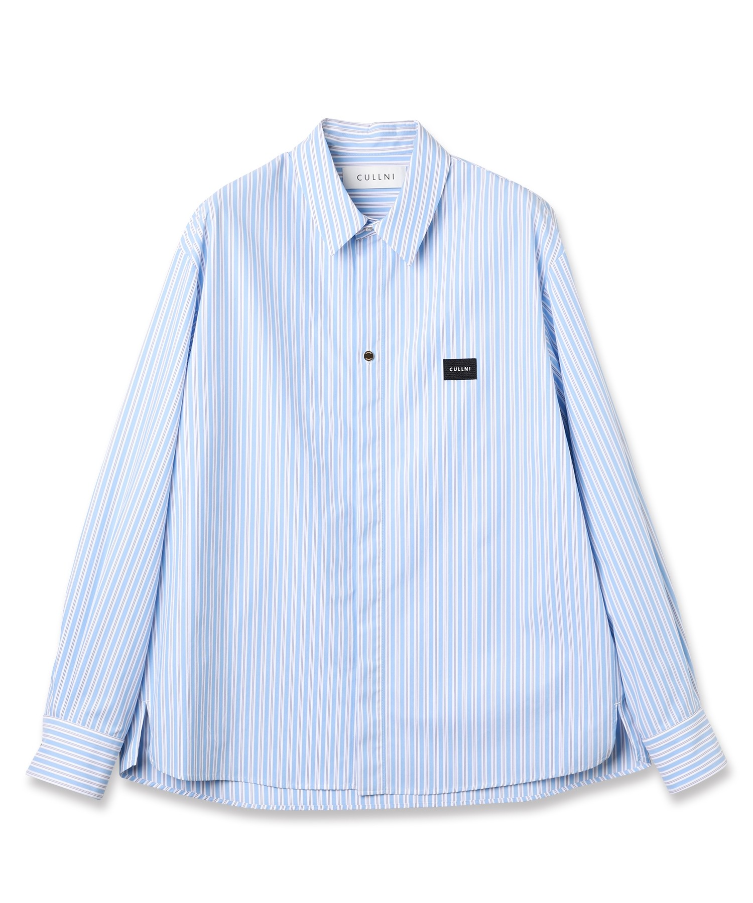 Stripe Front Fly Embroidery Patch Shirt