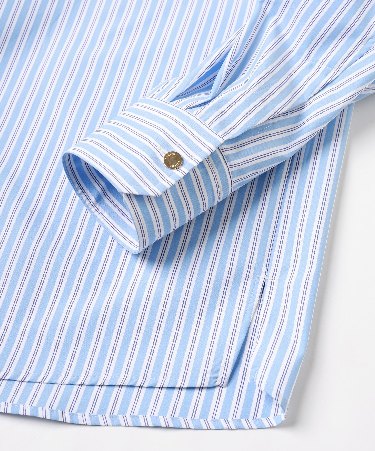 Stripe Front Fly Embroidery Patch Shirt