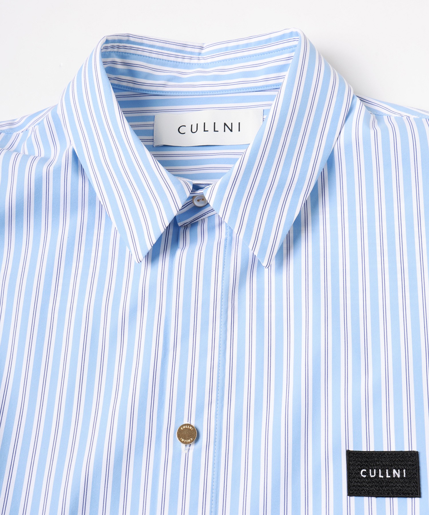 Stripe Front Fly Embroidery Patch Shirt