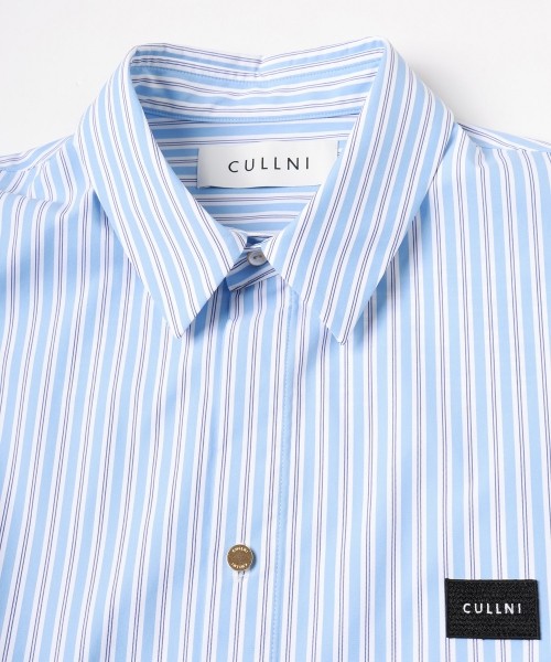 Stripe Front Fly Embroidery Patch Shirt