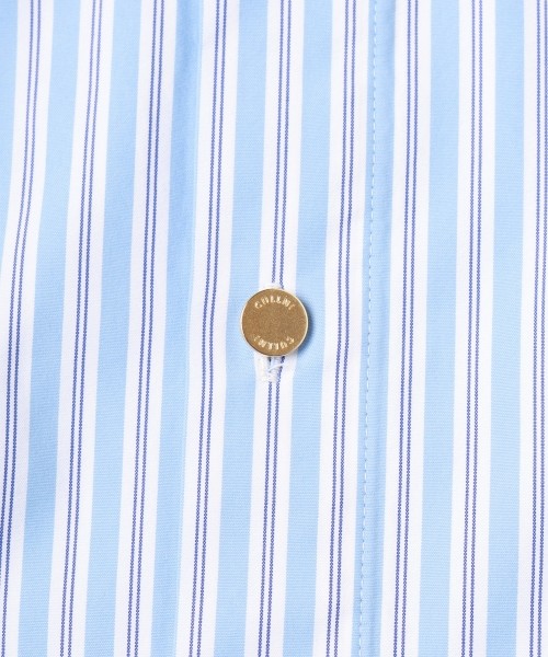 Stripe Front Fly Embroidery Patch Shirt
