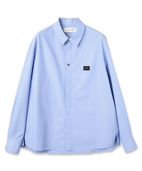 Stripe Front Fly Embroidery Patch Shirt