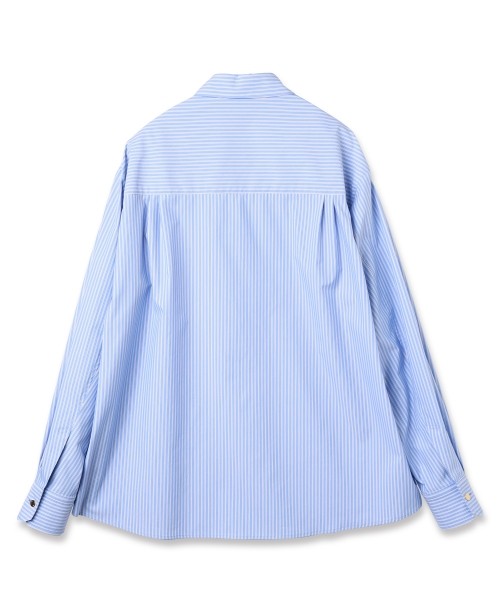 Stripe Front Fly Embroidery Patch Shirt