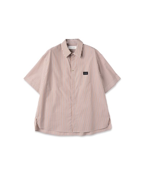 High Count Broad Embroidery Patch Short Sleeve Stripe Shirt