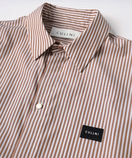 High Count Broad Embroidery Patch Short Sleeve Stripe Shirt