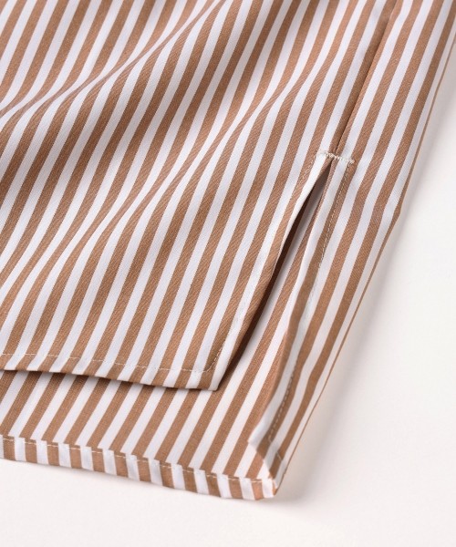 High Count Broad Embroidery Patch Short Sleeve Stripe Shirt