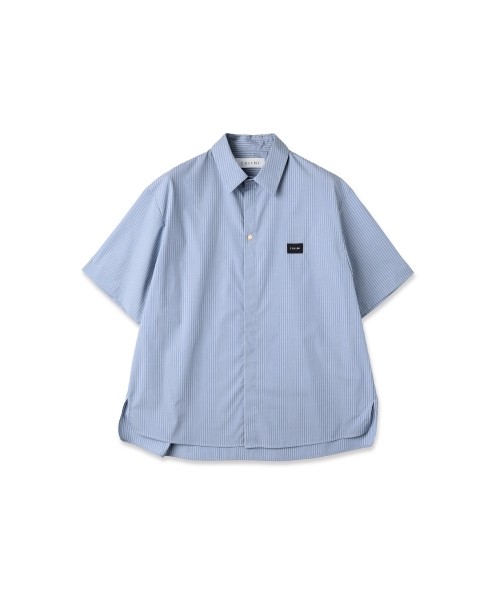 High Count Broad Embroidery Patch Short Sleeve Stripe Shirt