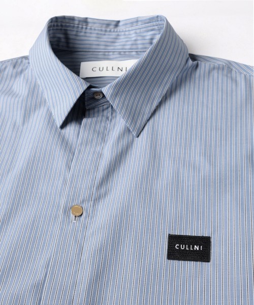 High Count Broad Embroidery Patch Short Sleeve Stripe Shirt