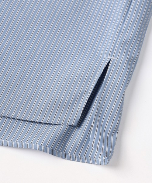 High Count Broad Embroidery Patch Short Sleeve Stripe Shirt