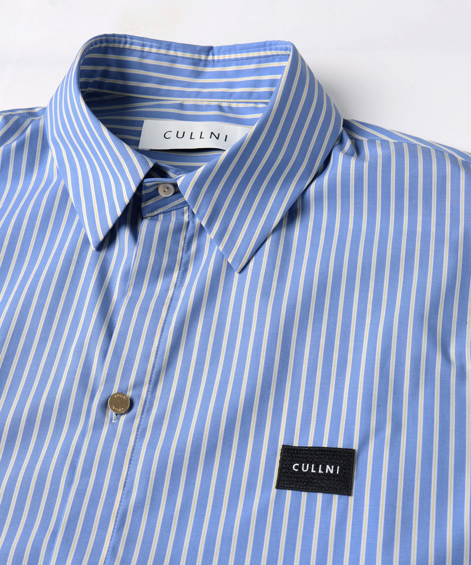 High Count Broad Embroidery Patch Short Sleeve Stripe Shirt