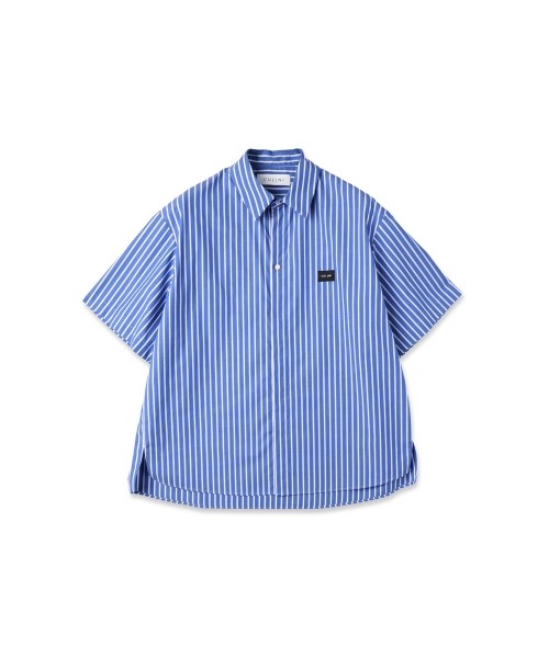 High Count Broad Embroidery Patch Short Sleeve Stripe Shirt