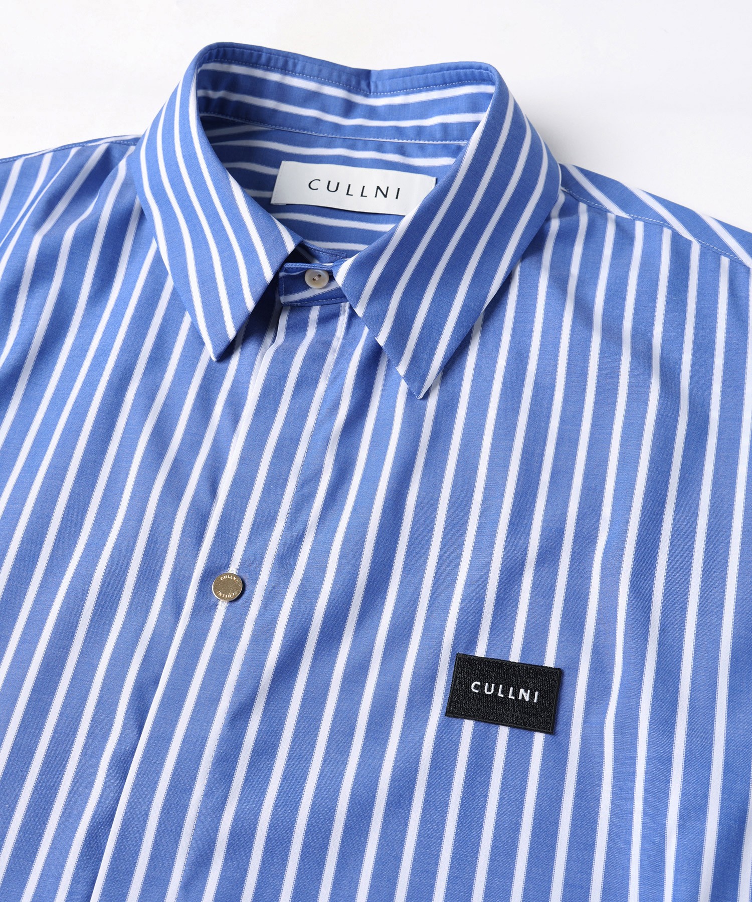 High Count Broad Embroidery Patch Short Sleeve Stripe Shirt