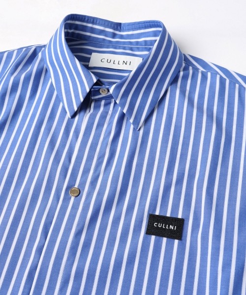 High Count Broad Embroidery Patch Short Sleeve Stripe Shirt