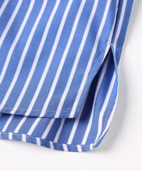 High Count Broad Embroidery Patch Short Sleeve Stripe Shirt