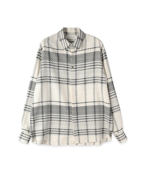 Sheer Tile Check Chin Tab Shirt