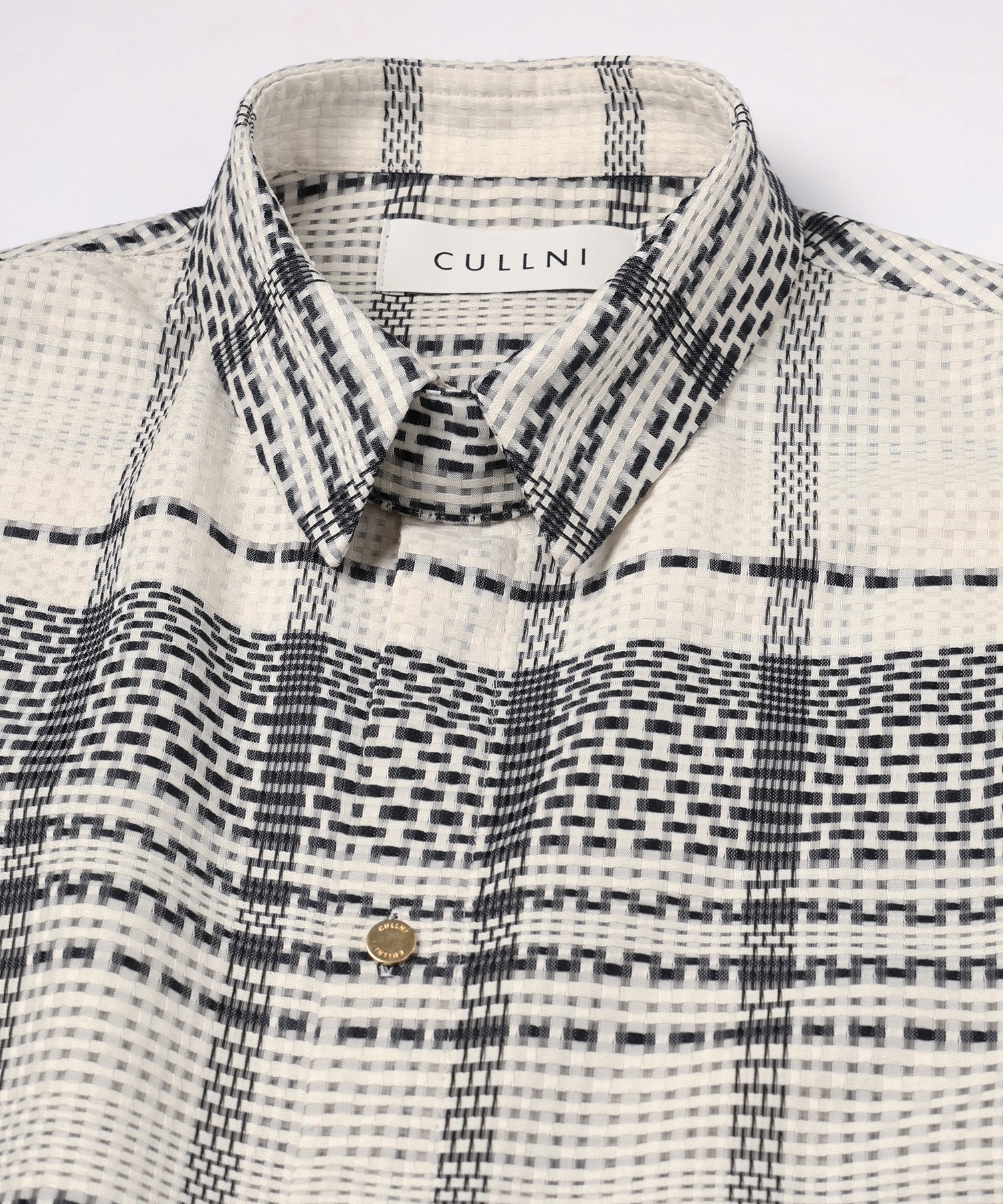 Sheer Tile Check Chin Tab Shirt