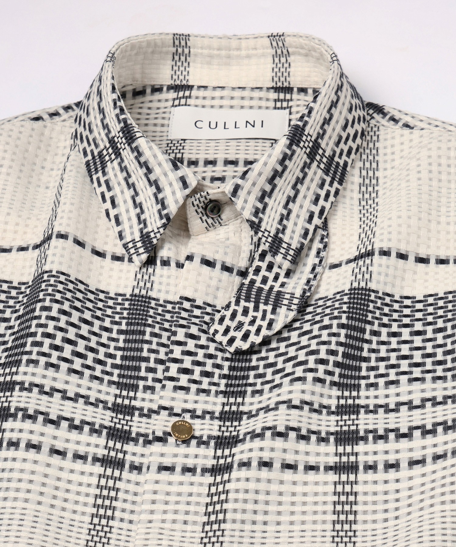 Sheer Tile Check Chin Tab Shirt