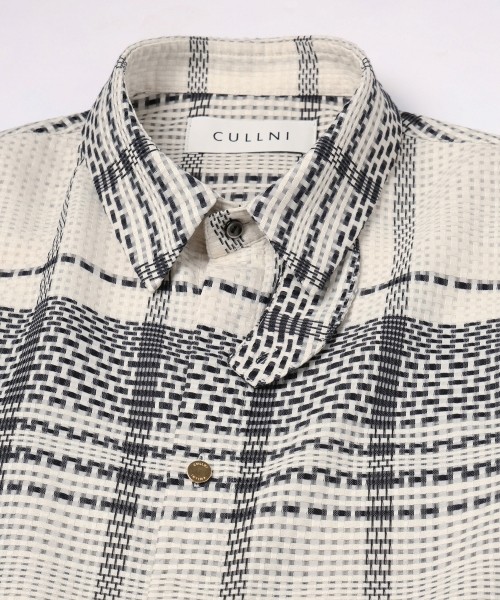 Sheer Tile Check Chin Tab Shirt