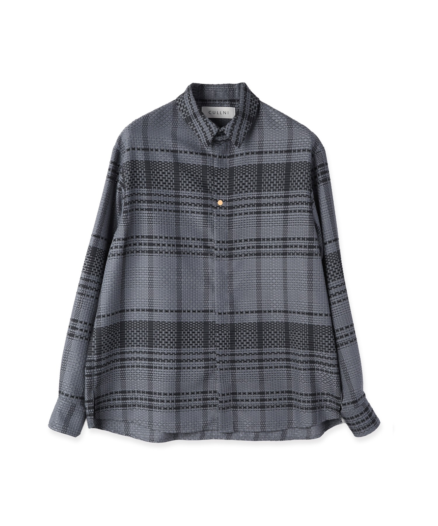 Sheer Tile Check Chin Tab Shirt