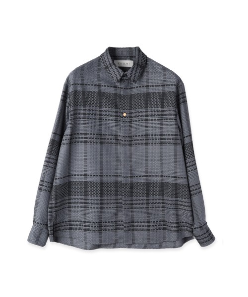 Sheer Tile Check Chin Tab Shirt