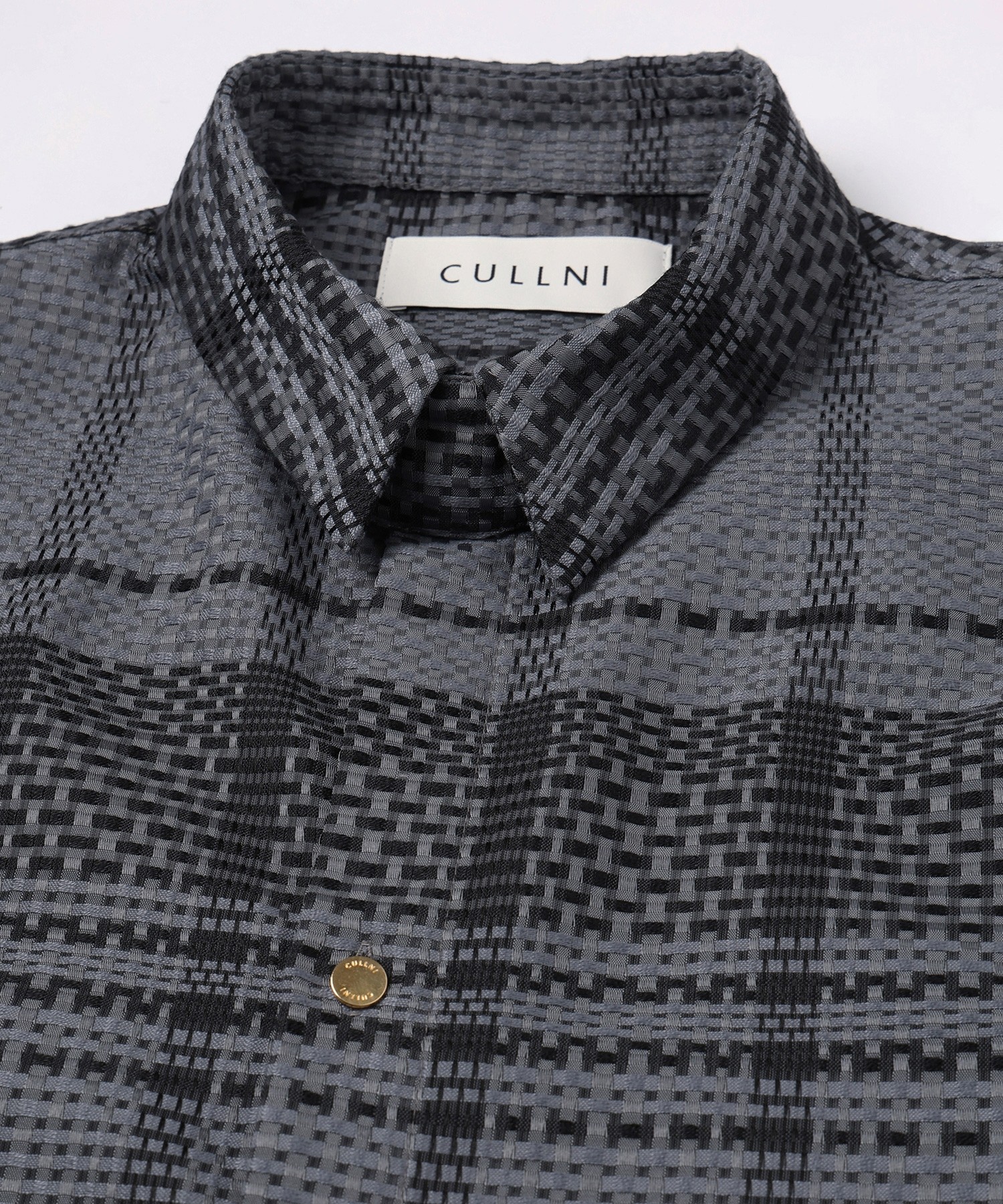 Sheer Tile Check Chin Tab Shirt
