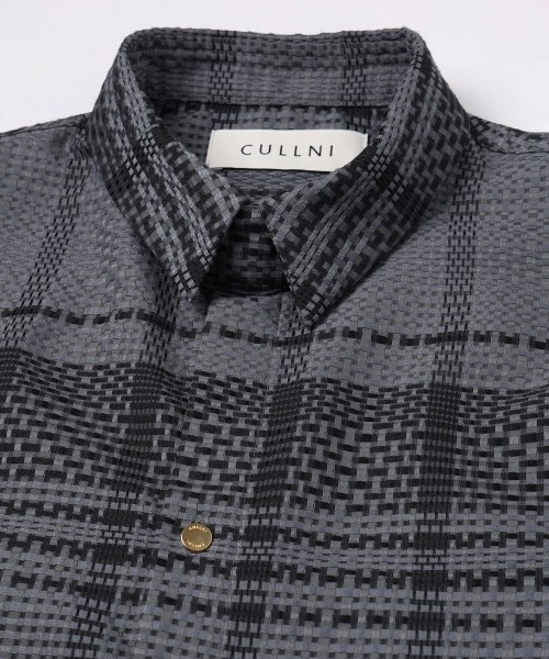 Sheer Tile Check Chin Tab Shirt