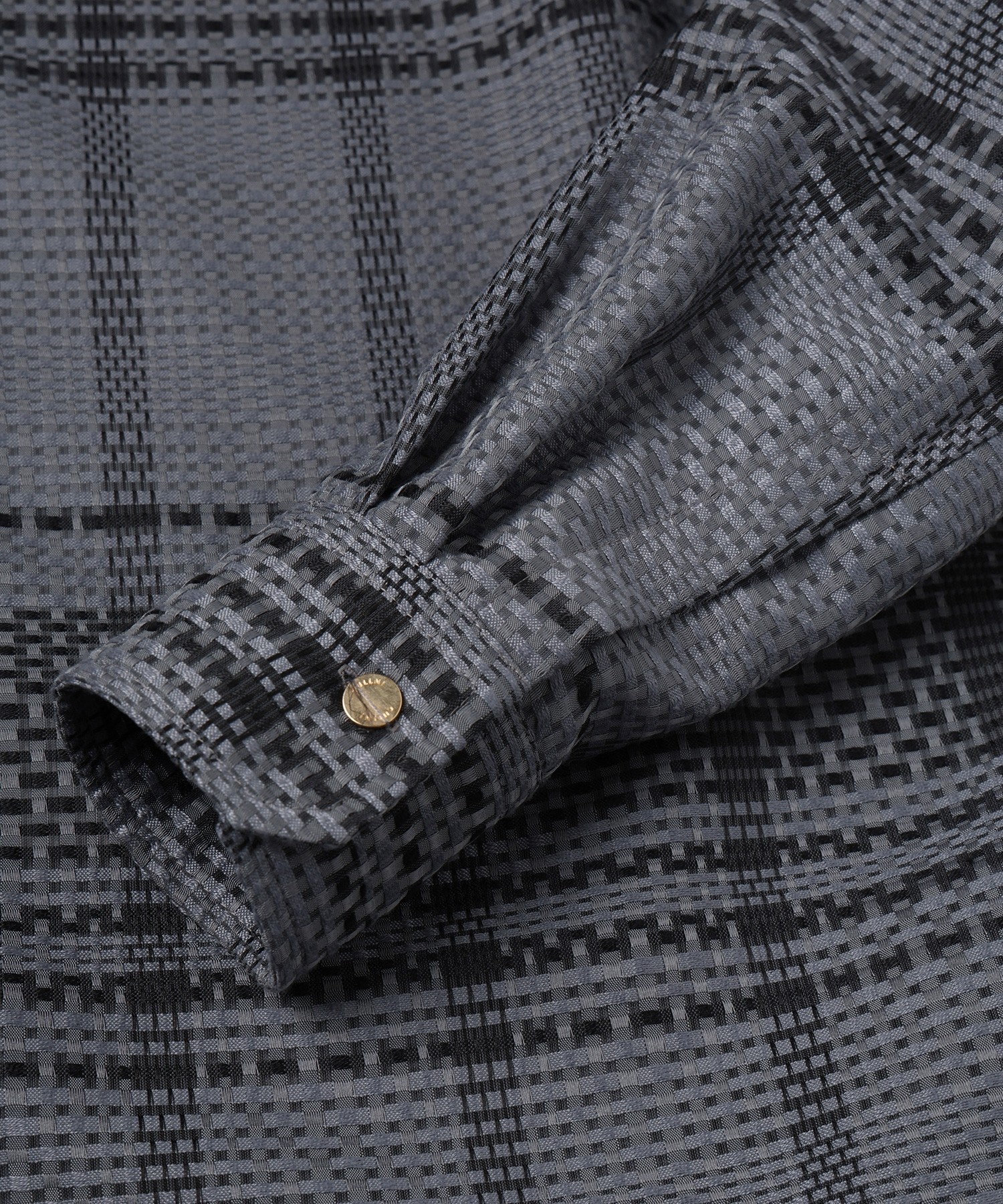 Sheer Tile Check Chin Tab Shirt