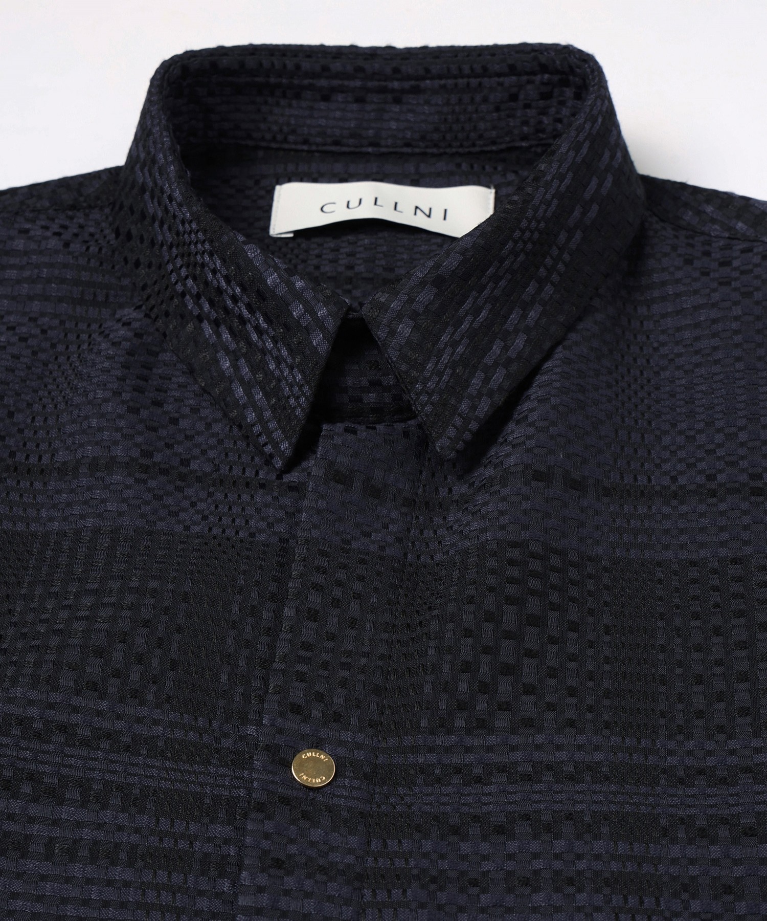 Sheer Tile Check Chin Tab Shirt