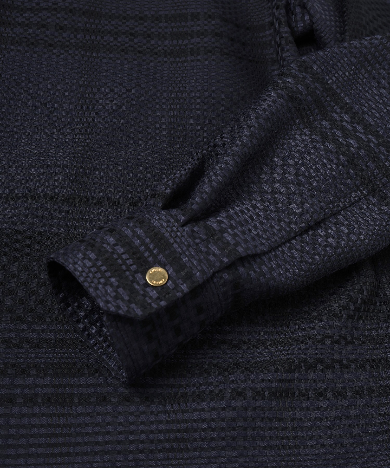 Sheer Tile Check Chin Tab Shirt