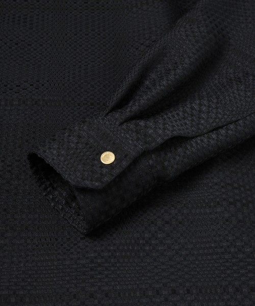 Sheer Tile Check Chin Tab Shirt