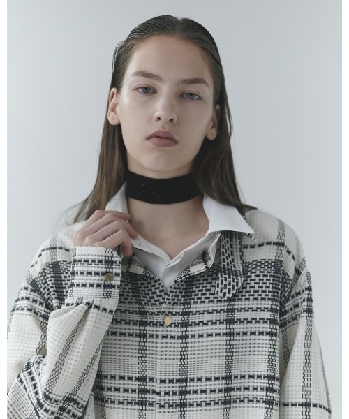 Sheer Tile Check Chin Tab Shirt