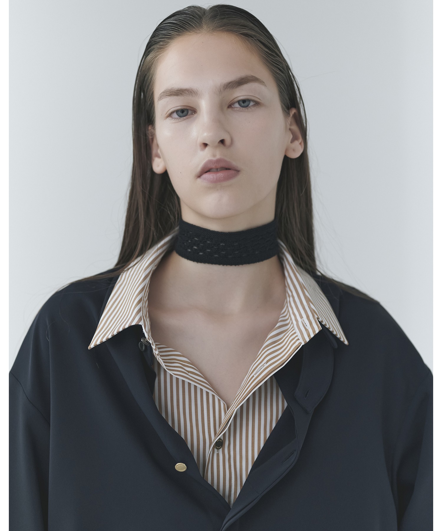 Double Cloth Chin Tab Long Sleeve Shirt