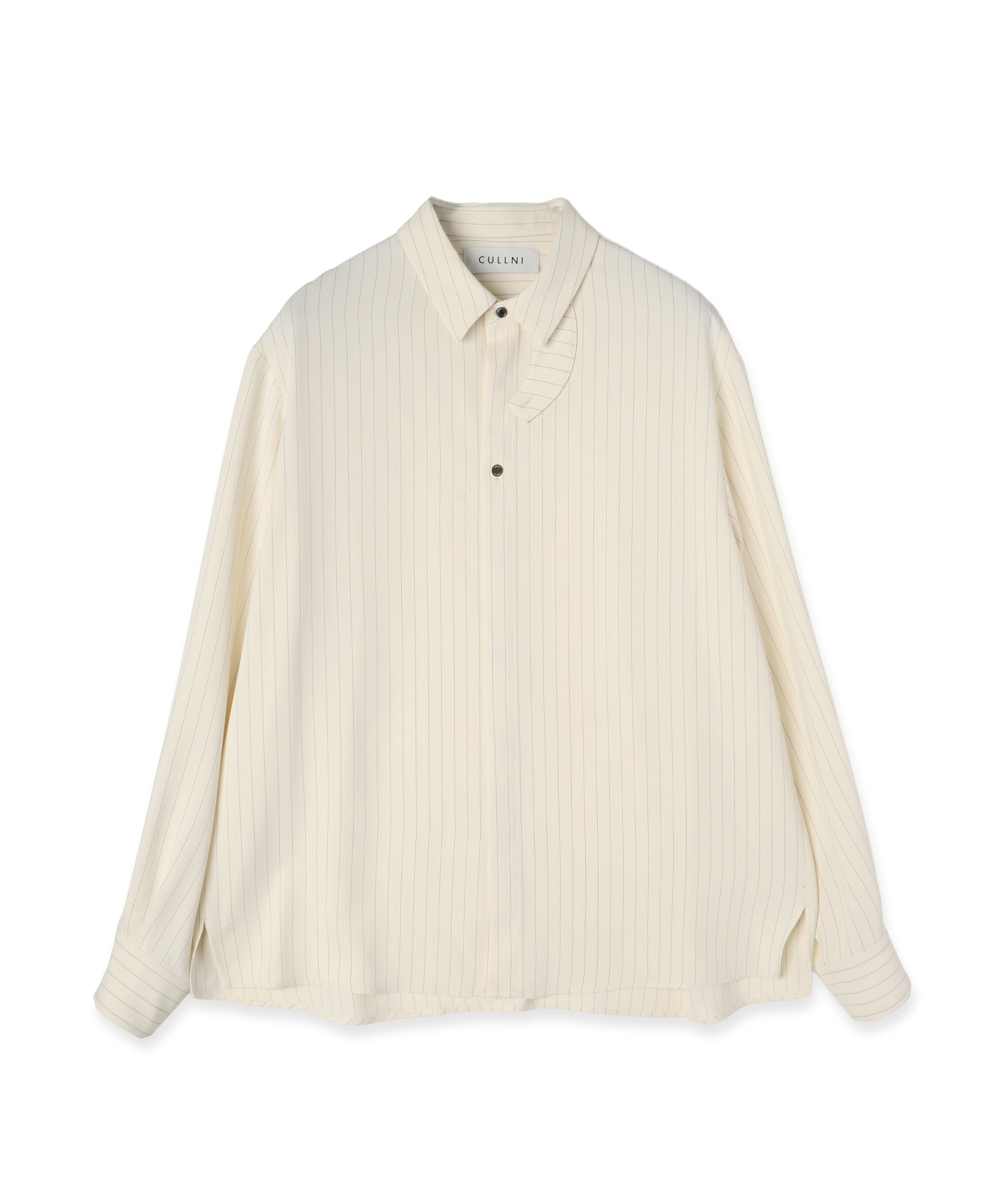 Stripe Double Cloth Chin Tab Long Sleeve Shirt