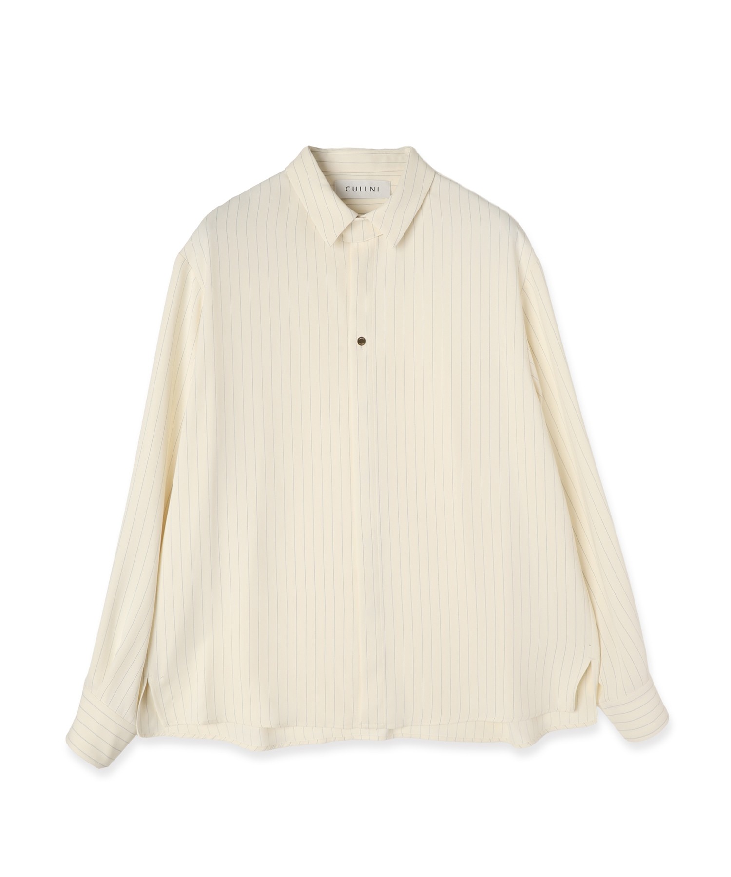 Stripe Double Cloth Chin Tab Long Sleeve Shirt